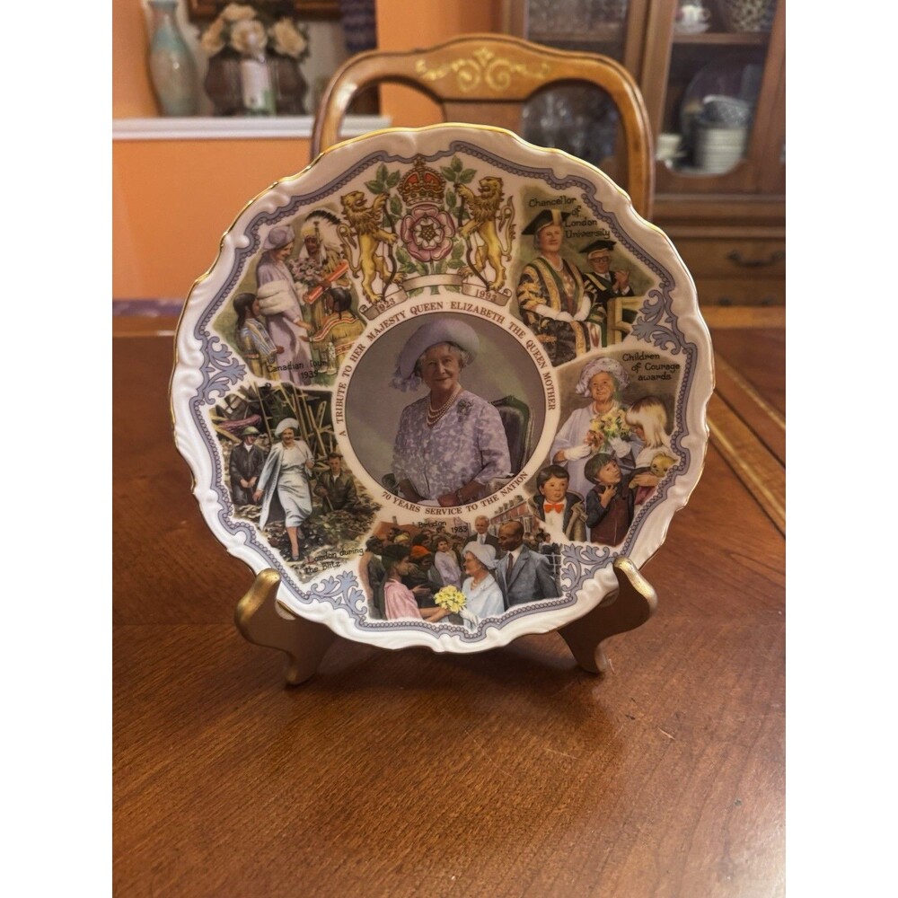 Peter Jones/Goss Commemorative Plate. Queen Mother 70 years service